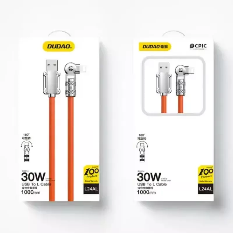 USB–Lightning-kaabel Dudao L24AL — 1 m, USB-A – Lightning, oranž