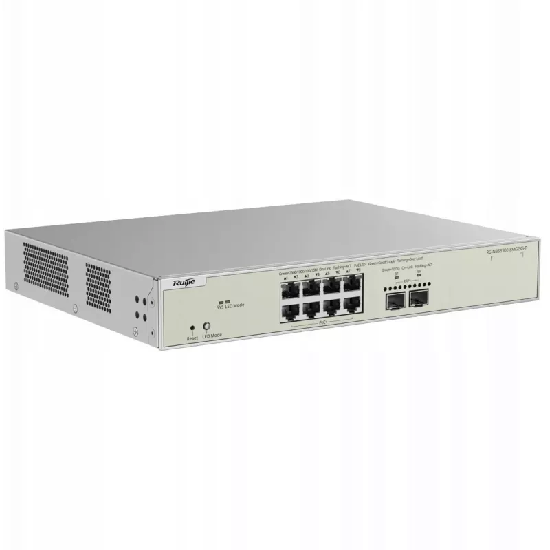 Hallatav võrgukommutaator ASUS RG-NBS3300-8MG2XS-P — 10 porti: 8×2,5GE PoE+ (240W), 2×SFP+, Rack, L2+