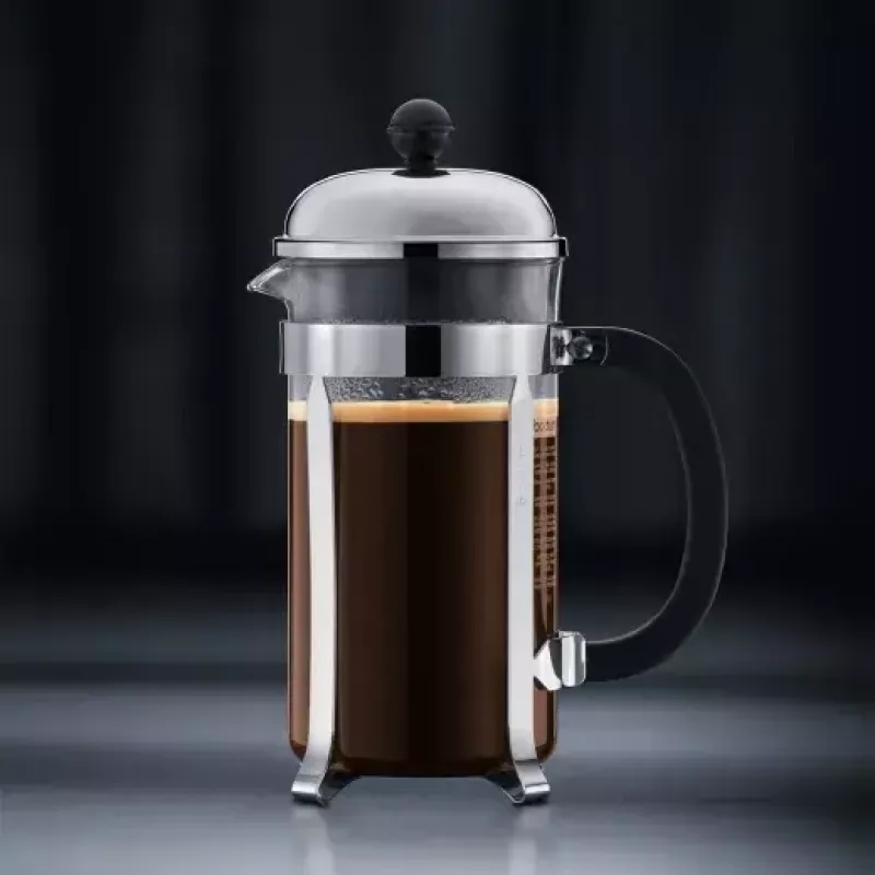 French Press kohvimasin BODUM Chambord 8 tassi, must raam kroomitud ja klaasist karahviniga