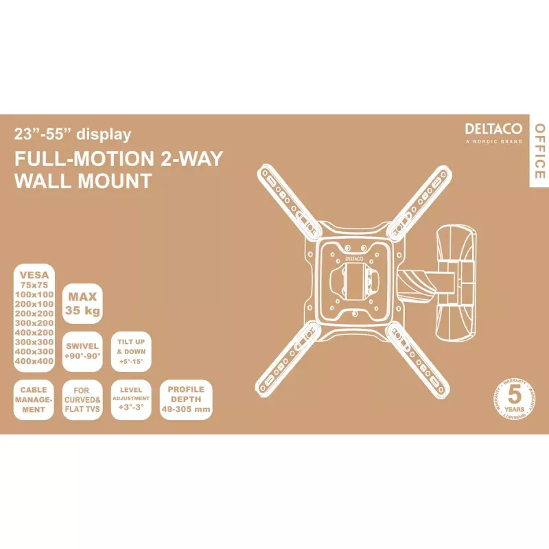 TV-kinnitus Deltaco ARM-0256 139,7 cm (55 tolli) Must