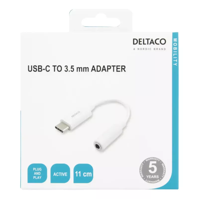 Mobiiltelefoni kaabel Deltaco USBC-1145 0.11m valge