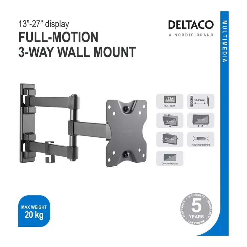 Monitor Mount Deltaco ARM-1204 27 inch Wall Must