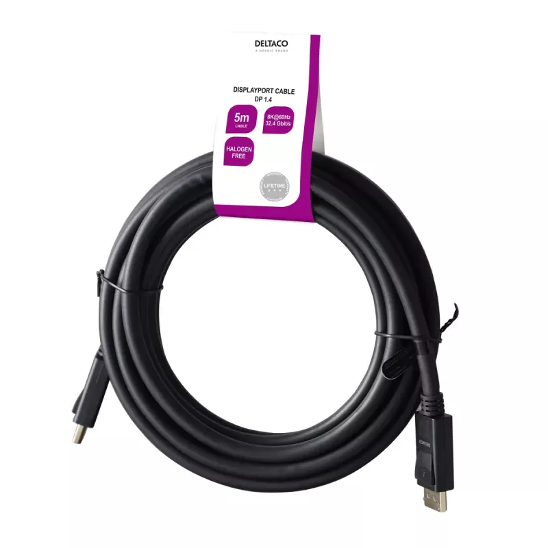 DisplayPort-kaabel Deltaco DP8K-1050-LSZH 5 m Must