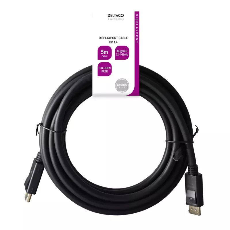 DisplayPort-kaabel Deltaco DP8K-1050-LSZH 5 m Must