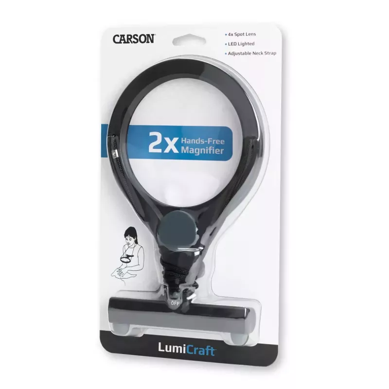 Käeshoitav suurendusklaas Carson LumiCraft 2x, LED, patareitoitega, must, 135×23×226 mm