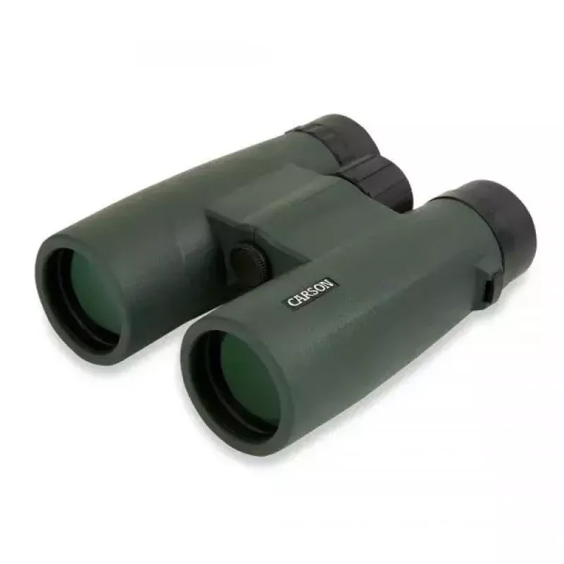 Binokkel Carson JR Series 10x42 BaK-4, kompaktne katuseprisma, must/roheline