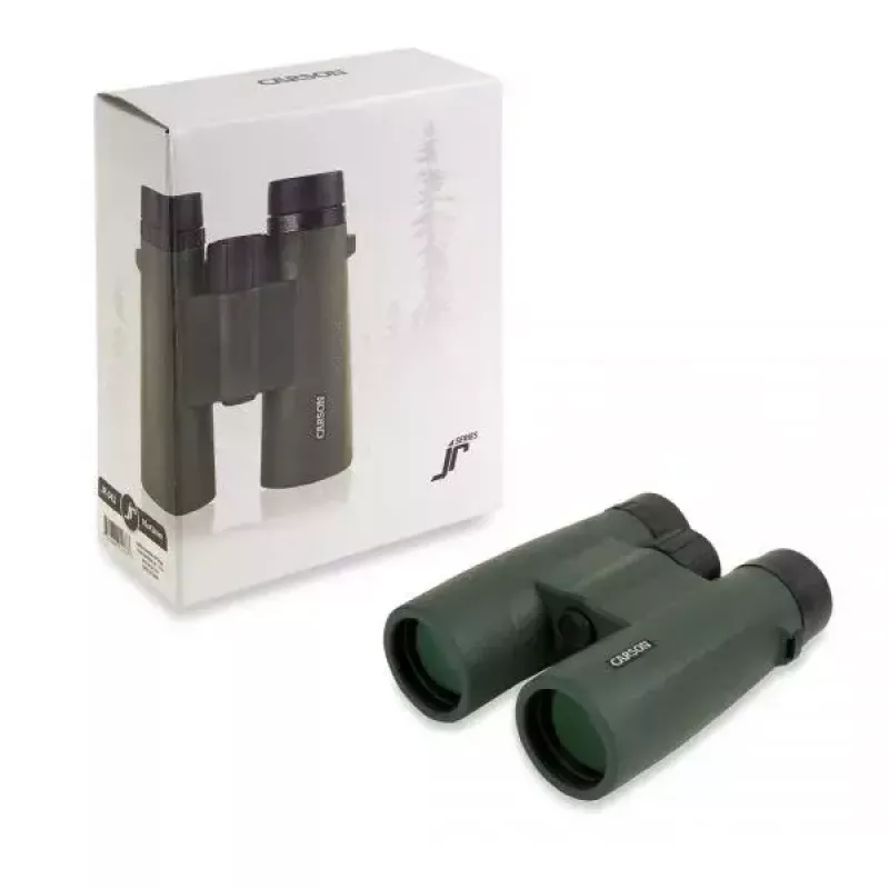 Binokkel Carson JR Series 10x42 BaK-4, kompaktne katuseprisma, must/roheline