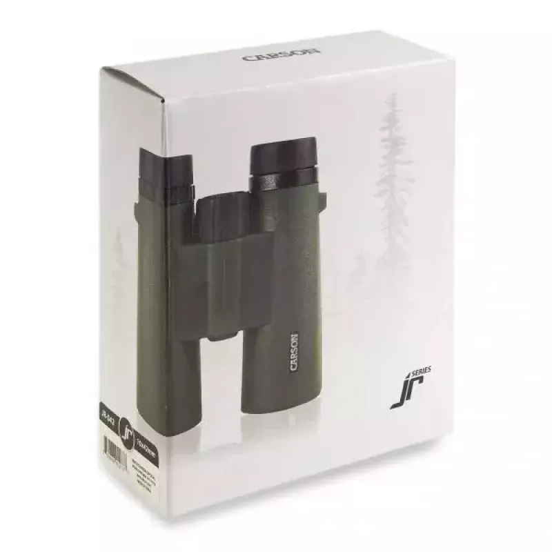 Binokkel Carson JR Series 10x42 BaK-4, kompaktne katuseprisma, must/roheline