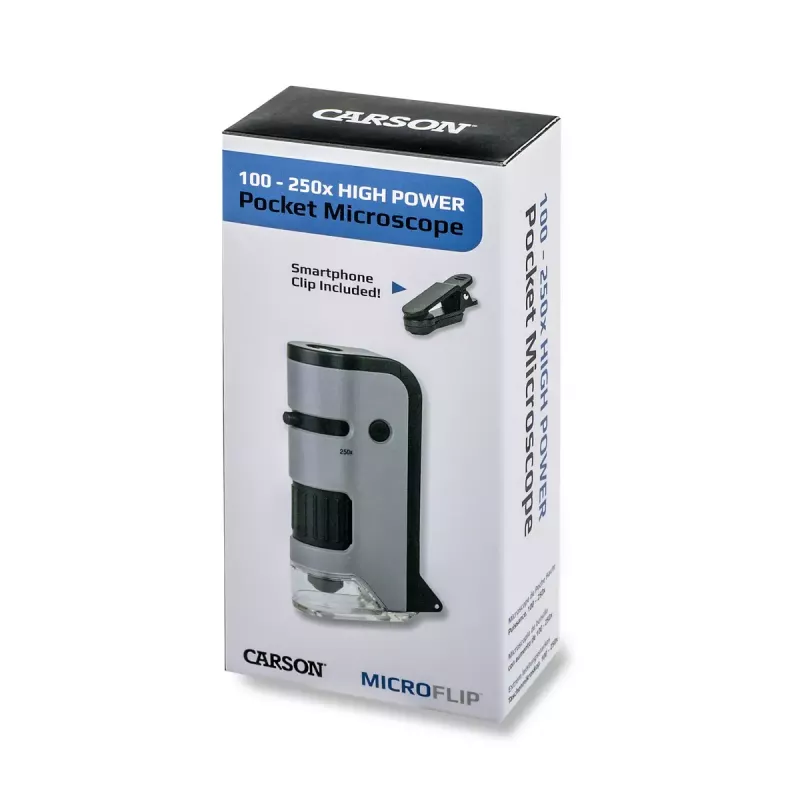 Digitaalmikroskoop Carson MICROFLIP 250x Must Roostevaba teras