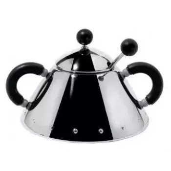 Suhkrukauss Alessi 9097 B roostevaba teras kõrgus 80 mm läbimõõt 10,5 cm must ja roostevaba teras