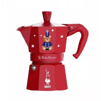 Moka pot BIALETTI Moka Express 3-tassi (150 ml) Punane pliidikannu kohvimasin