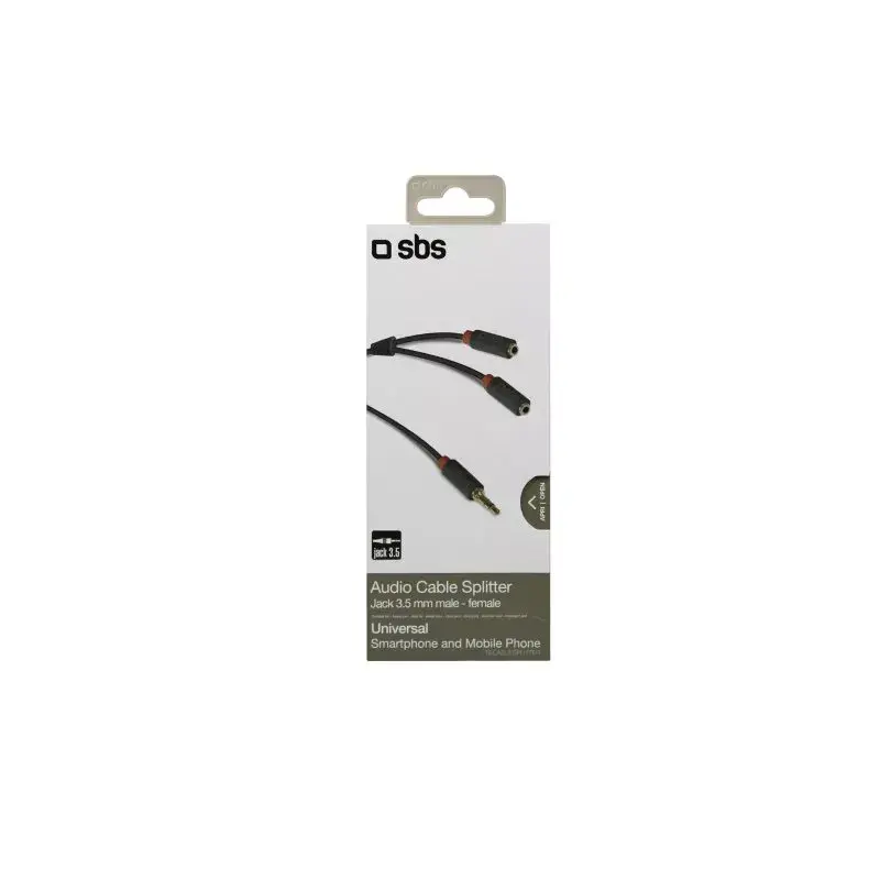 Audio stereokaabel SBS Audio 3,5 mm pesa ja jaoturiga