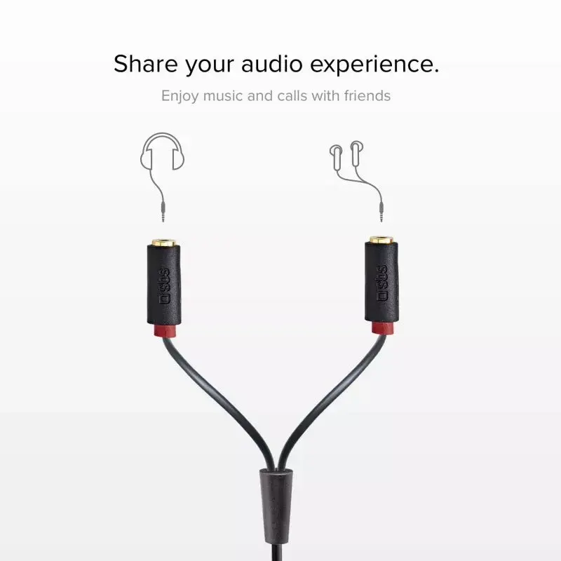Audio stereokaabel SBS Audio 3,5 mm pesa ja jaoturiga