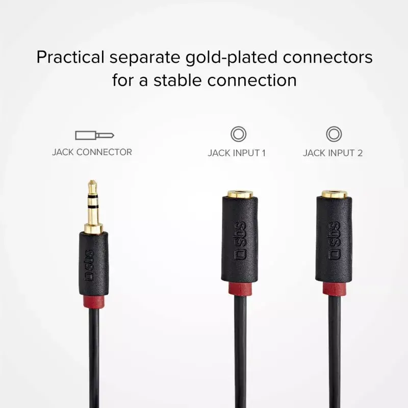 Audio stereokaabel SBS Audio 3,5 mm pesa ja jaoturiga