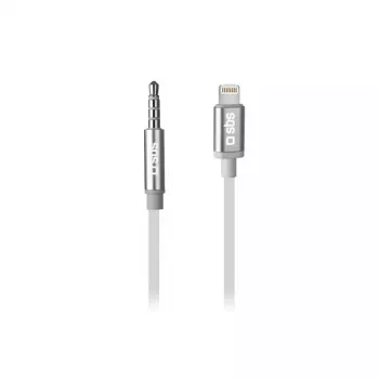Helikaabel SBS TEADAPTIPJACK35W 1 m 3.5 mm Lightning valge