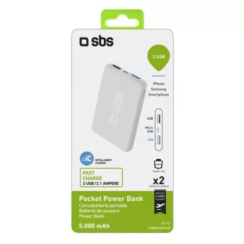 Kaasaskantav akupank SBS 5000 mAh, 5000 mAh aku mahtuvus