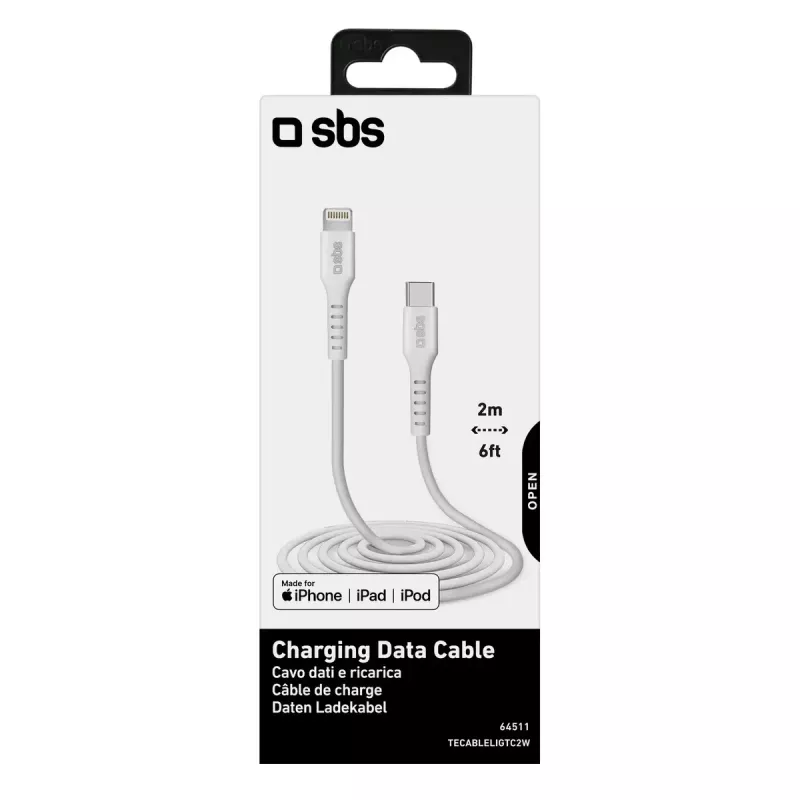 Lightning to USB-C kaabel SBS Mobile TECABLELIGTC2W — 2 m, Valge