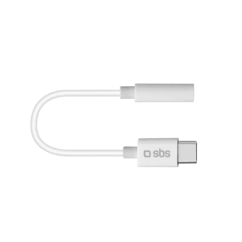 Mobiiltelefoni kaabel SBS TEINTJACKTYCFMW Valge 0,09 m 3,5 mm USB C