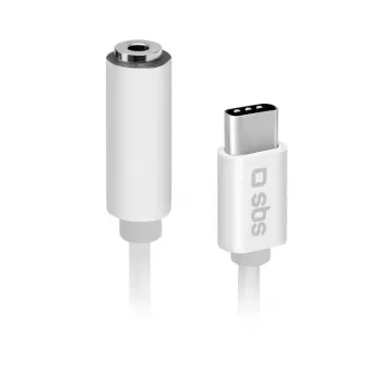 Mobiiltelefoni kaabel SBS TEINTJACKTYCFMW Valge 0,09 m 3,5 mm USB C