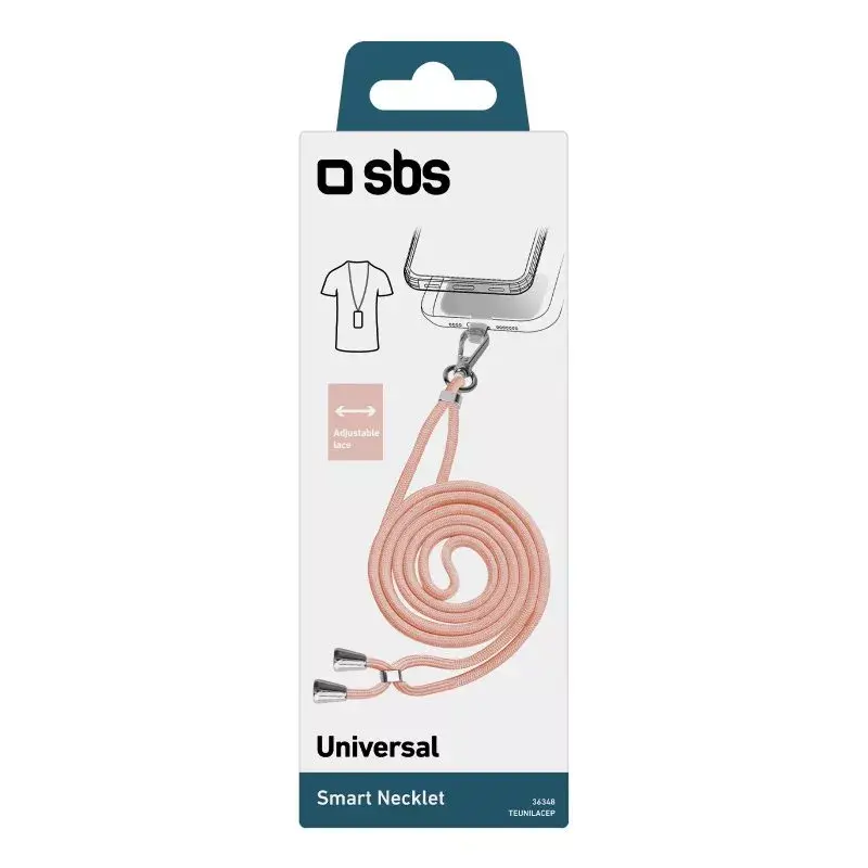 Kaelarihm mobiiltelefonile SBS TEUNILACEP, roosa kangas, 1 tk, pikkus (pakend) 200 mm
