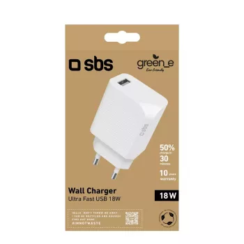Mobiilseadme laadija SBS GRETR1USB18W Universal Valge AC kiirlaadimine