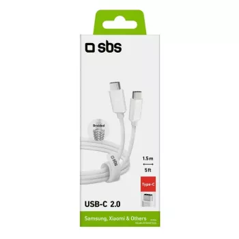 USB-C – USB-C kaabel SBS Mobile TECABLETISSUETCCG, USB 2.0, 1,5 m, valge