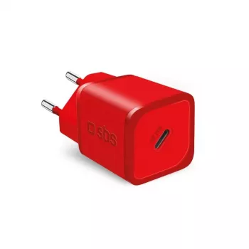 Laadija SBS Mobile TETRGAN1C20R — 20 W USB-C vahelduvvoolu siselaadija nutitelefonile, tahvelarvutile, nutikellale, kõrvaklappidele (punane)