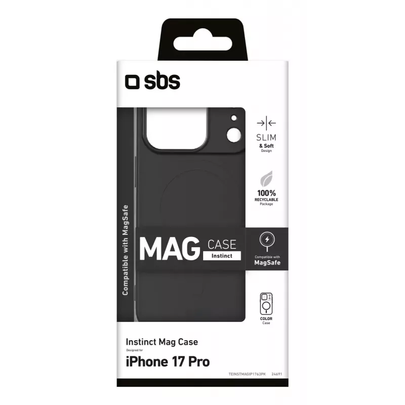 Kattega telefonikohver SBS TEINSTMAGIP1763PK Apple iPhone 17 Pro jaoks 15,9 cm (6,28 tolli) must