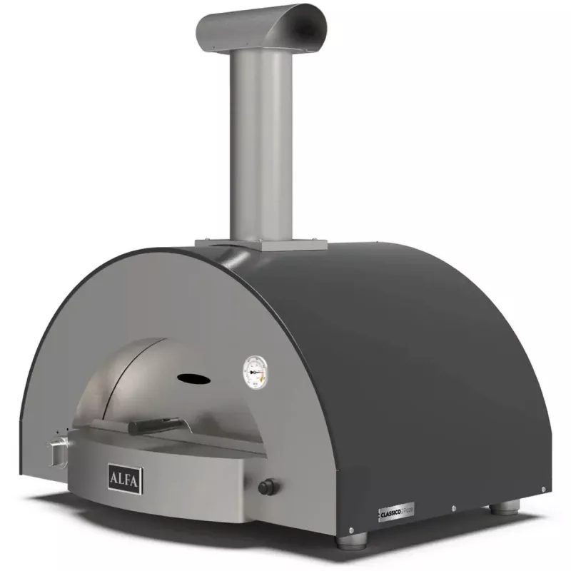 Pitsaahi Alfa Forni Classico 2 Pizze Hybrid Slate Gray — kahe pitsa mahutavus, hübriidkütuse disain