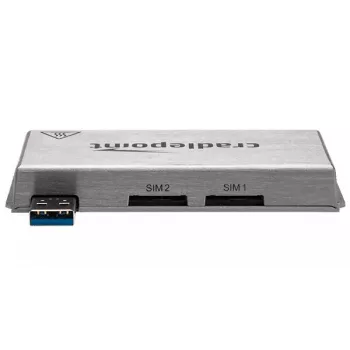CradlePoint MC400 modem — mobiilimodem, ülesvoolu 5,76 Mbit/s, allavoolu 42,2 Mbit/s, 256‑QAM, hõbedane, 104 g