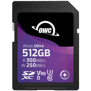 SDXC-välkmälukaart OWC Atlas Ultra 512 GB UHS-II, 300 MB/s lugemine, 250 MB/s kirjutamine, V90, veekindel