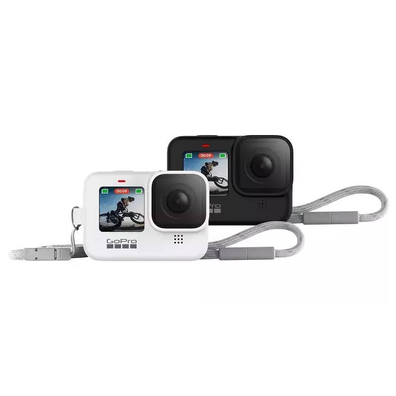 Kaamera kate GoPro ümbris + Lanyard mudelitele HERO12/HERO11/HERO10/HERO9 Must — silikoon, valge