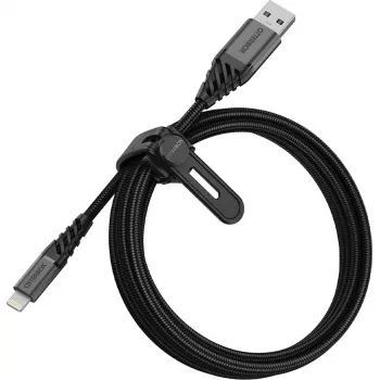 USB–Lightning-kaabel OTTERBOX Premium 2 m – tumehall must, USB-A–Lightning, vastupidav laadimine ja andmeedastus