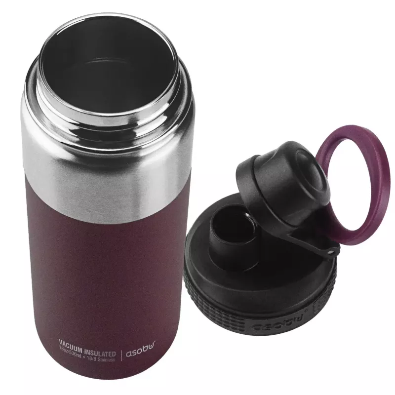Termospudel asobu Alpine Flask Matkamine 530 ml roostevaba teras Burgundia, 235 mm kõrgus, 7,6 cm läbimõõt