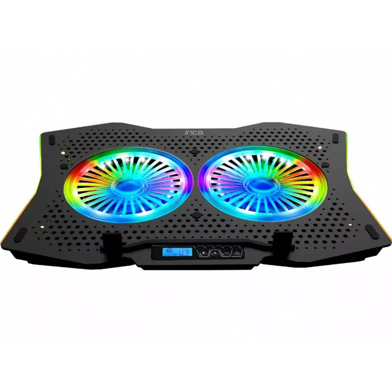 Sülearvuti jahutusalus INCA INC-606TGS kuni 45,7 cm (18 tolli) ekraanidele, 2 ventilaatorit 11,5 cm, USB-toitel, must