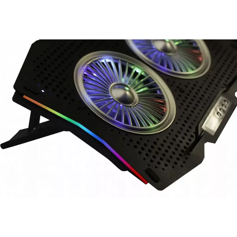 Sülearvuti jahutusalus INCA INC-606TGS kuni 45,7 cm (18 tolli) ekraanidele, 2 ventilaatorit 11,5 cm, USB-toitel, must