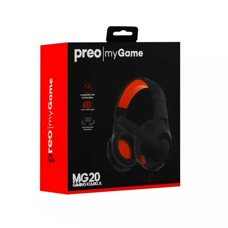 Peakomplekt Preo 125085402 juhtmega mänguri must punane 20-20000 Hz