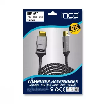 HDMI-kaabel Inca IHM-03T 3m HDMI-tüüp A isane-isane 2.1 hall