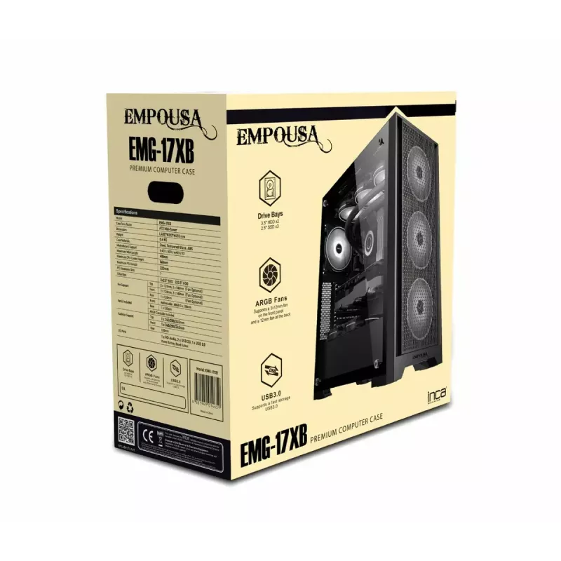 Arvutikorpus Inca EMG-15XB Midi Tower Must