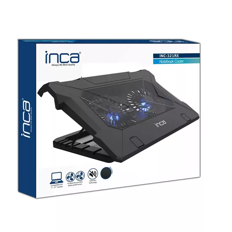 Sülearvuti jahutusalus Inca INC-321RX 43,2 cm 2 ventilaatorit Must