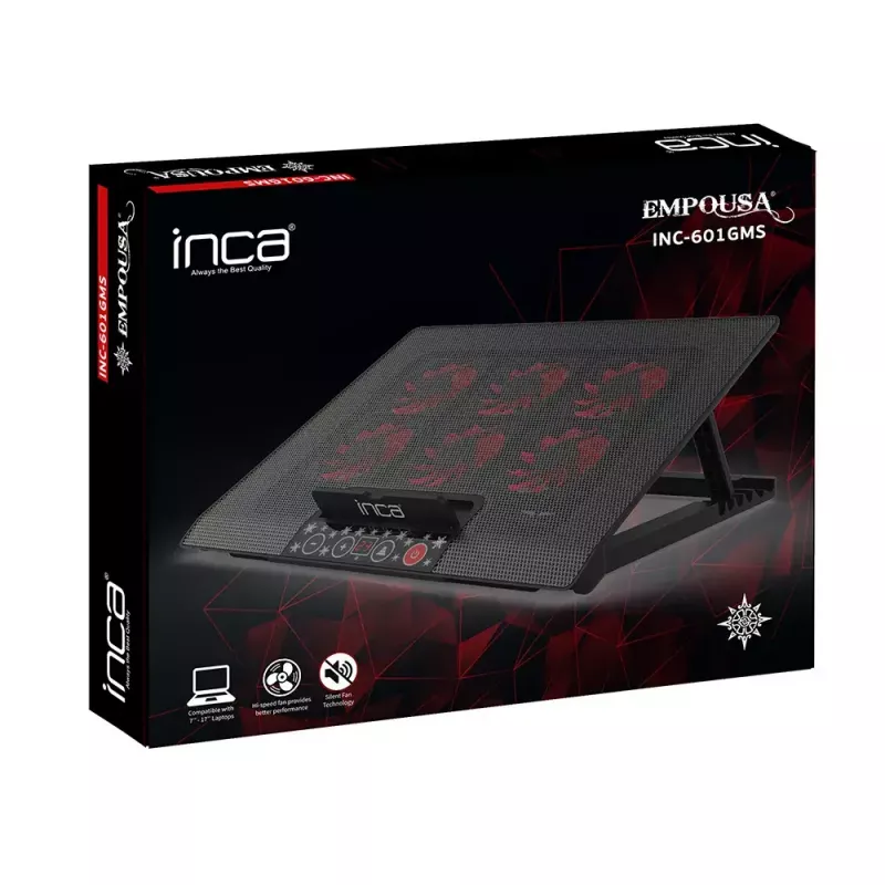 Sülearvuti jahutusalus Inca INC-601GMS 43,2 cm 6 ventilaatorit USB Must