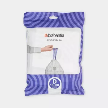 Prügikotid BRABANTIA 138164, 20 L, valge, plast, 40 tk, 545×435 mm