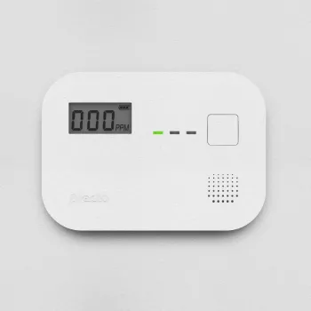 Süsinikmonooksiidi andur Alecto COA3910 — elektrokeemiline CO-andur, patareitoitega, valge, 110×78×37 mm