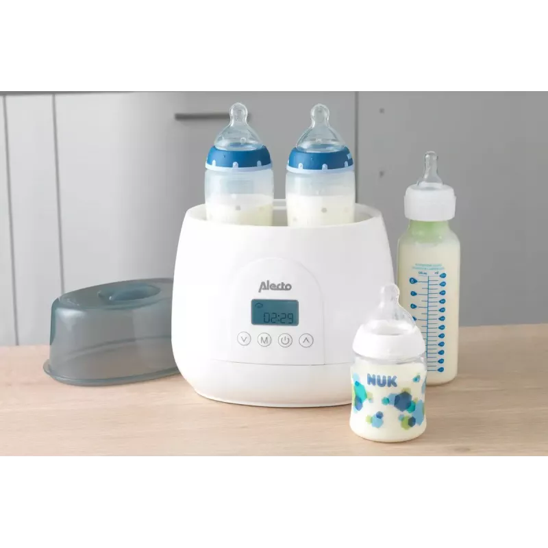 Pudelisoojendaja Alecto BW700TWIN — kahekordne 3-ühes elektriline pudelisoojendaja, 512 W, 230 V, valge