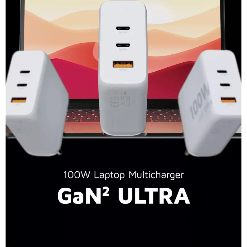 Siselaadija Xtorm 100W GaN² Ultra seinakontakti kiirlaadija 2 USB-C-ga