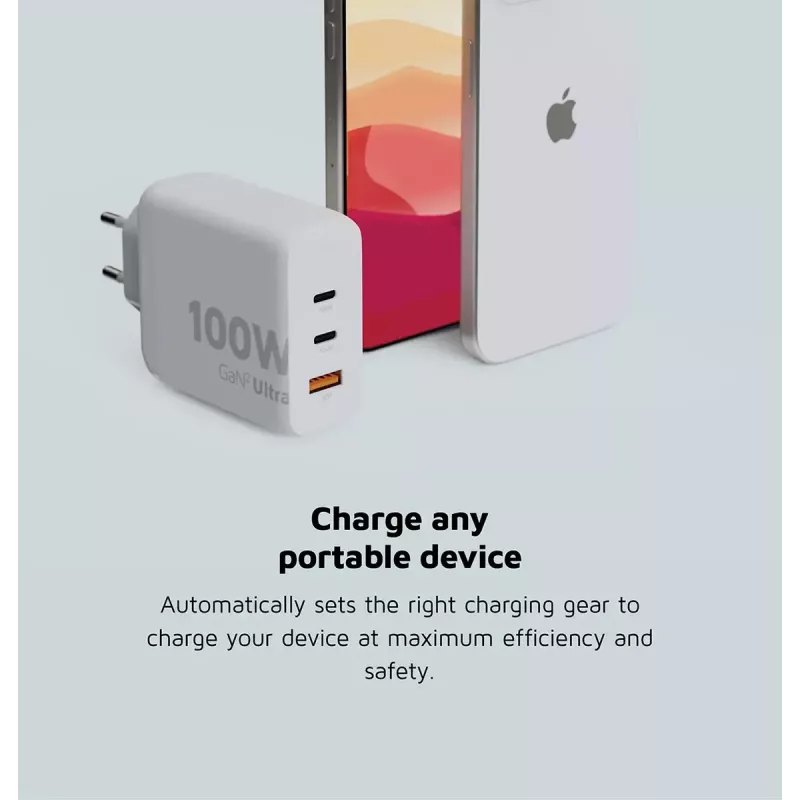 Siselaadija Xtorm 100W GaN² Ultra seinakontakti kiirlaadija 2 USB-C-ga