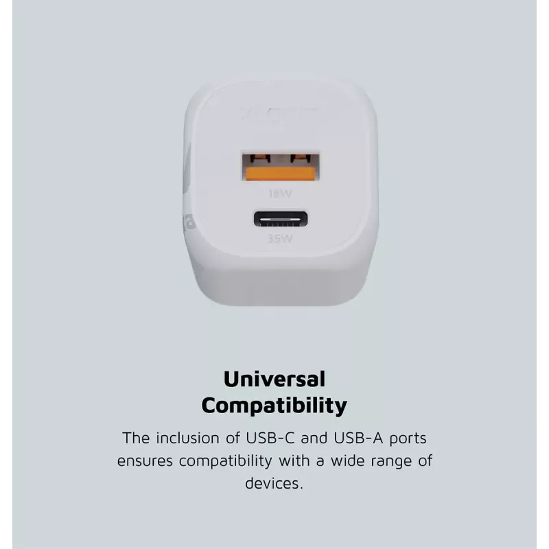 Xtorm 35W GaN² Ultra seinalaadija, siseruumides kasutamiseks, USB USB-C, kiirlaadimine, valge