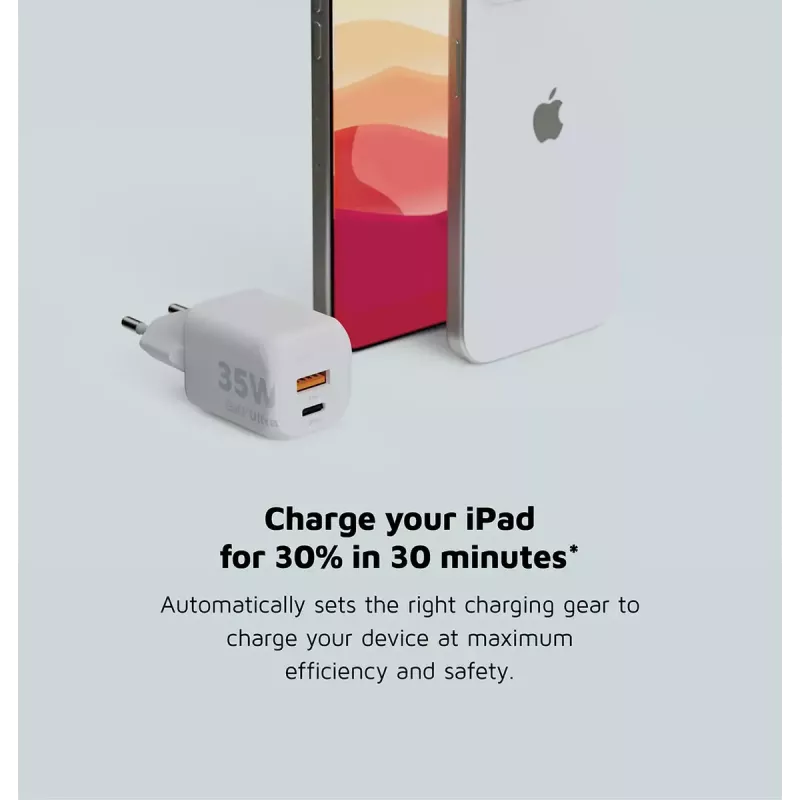 Xtorm 35W GaN² Ultra seinalaadija, siseruumides kasutamiseks, USB USB-C, kiirlaadimine, valge