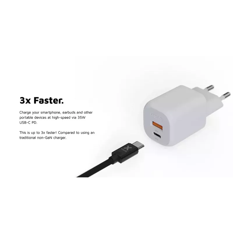 Xtorm 35W GaN² Ultra seinalaadija, siseruumides kasutamiseks, USB USB-C, kiirlaadimine, valge