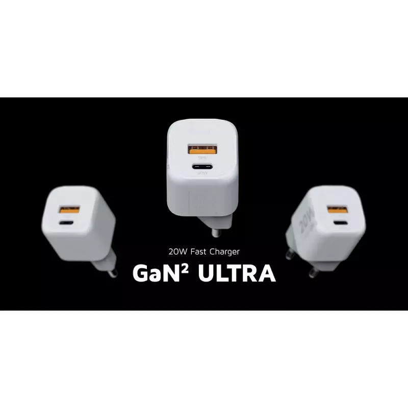 Xtorm 20W GaN² Ultra seinaker — 20 W, USB-C, sisetingimustesse, valge